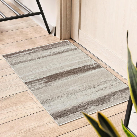 Modern Area Rug Stain Resistant, Brown/Size 2X3